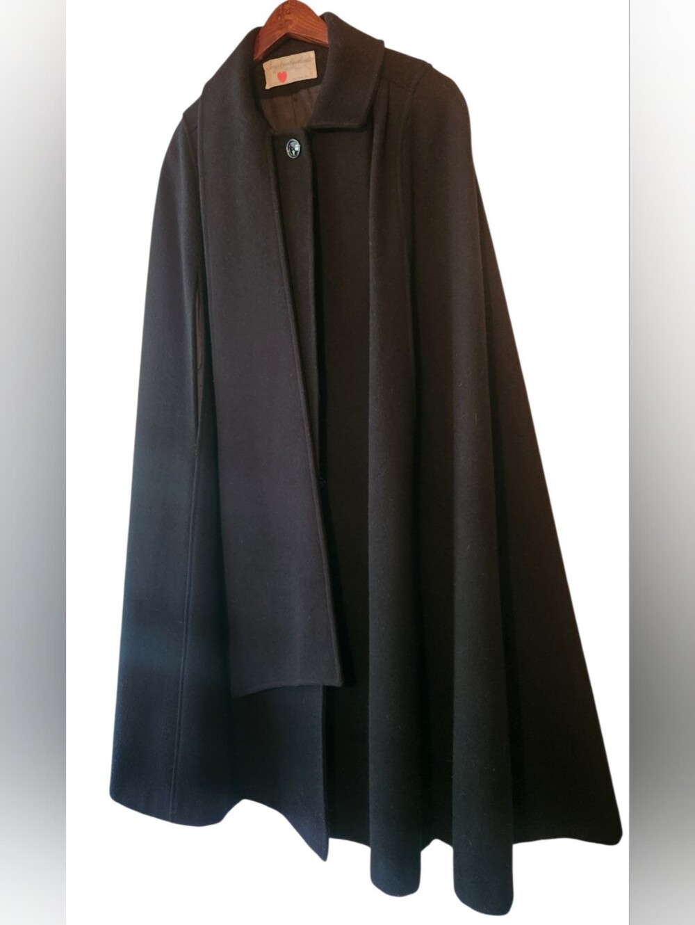 Vintage George David Fashions 60's 70's Black Wool Cape EUC $185